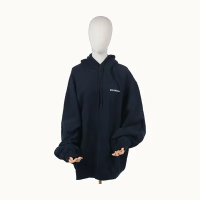 Balenciaga Logo Hoodie Black, Size M