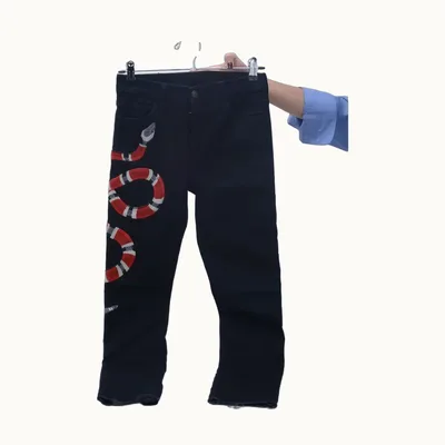 Gucci Snake Skinny Jeans Black, Size 25