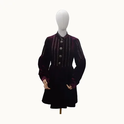 Saint Laurent Pre-Fall 18 Velvet Appliqué Vino, Talla M