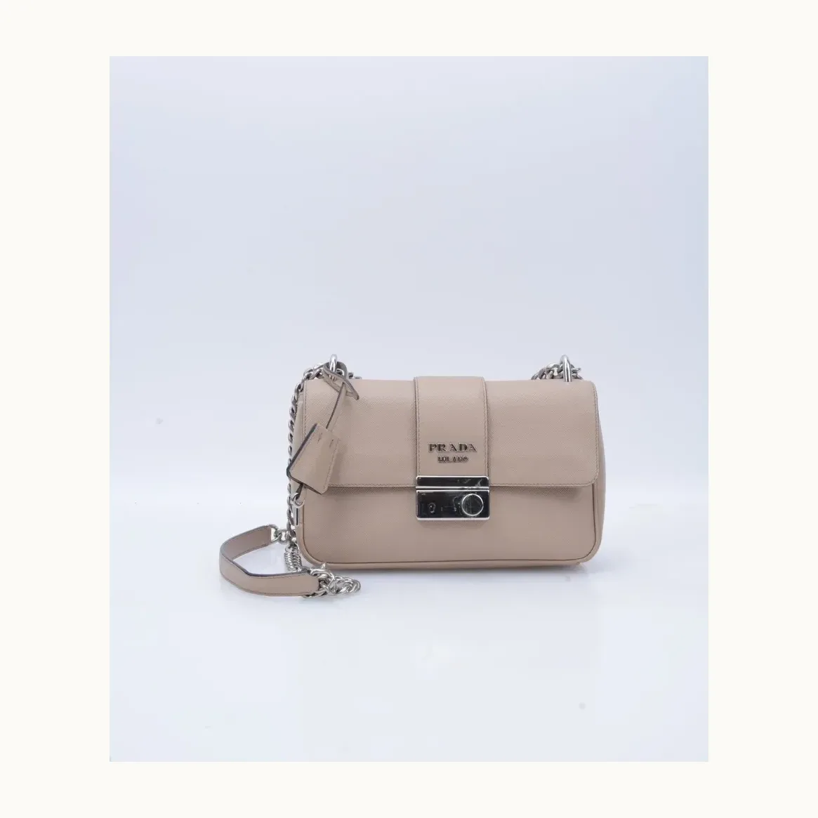 Prada Sound Chain Saffiano Crossbody Bag Nude