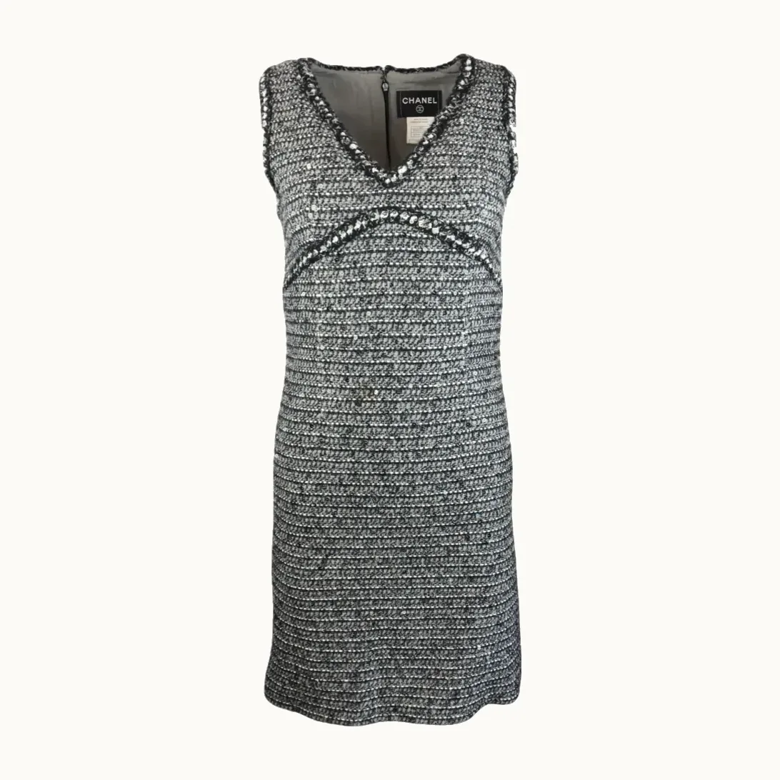 Vestido Chanel Tweed, Talla 34 FR, KV-6491