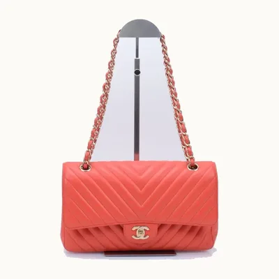 Bolso Flap Chanel Classic Double 11.12 Chevron Rojo