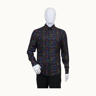 Fendi Print Noel Fielding Shirt Black, Size XXL