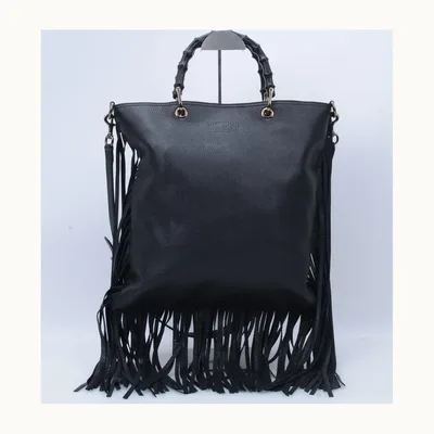 Bolso Shopper Gucci Bamboo Fringe Negro