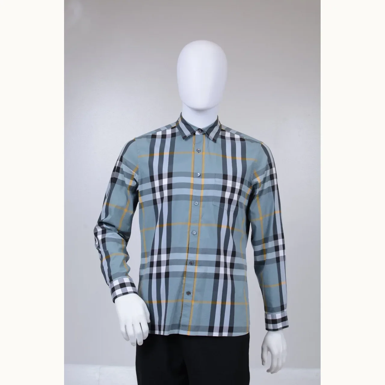 Camisa Burberry Check Azul, Talla L