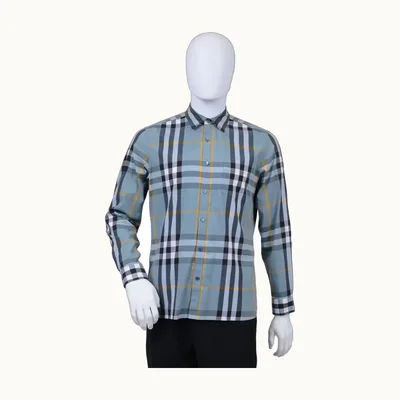 Burberry Check Shirt Blue, Size L