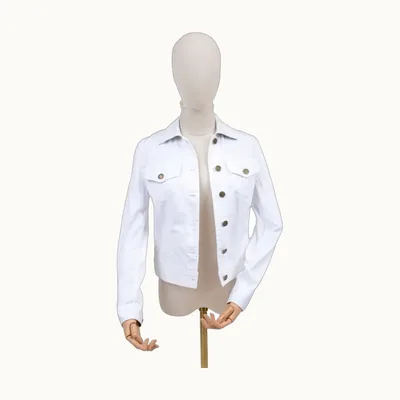 Burberry Chamarras Denim White, Size XS