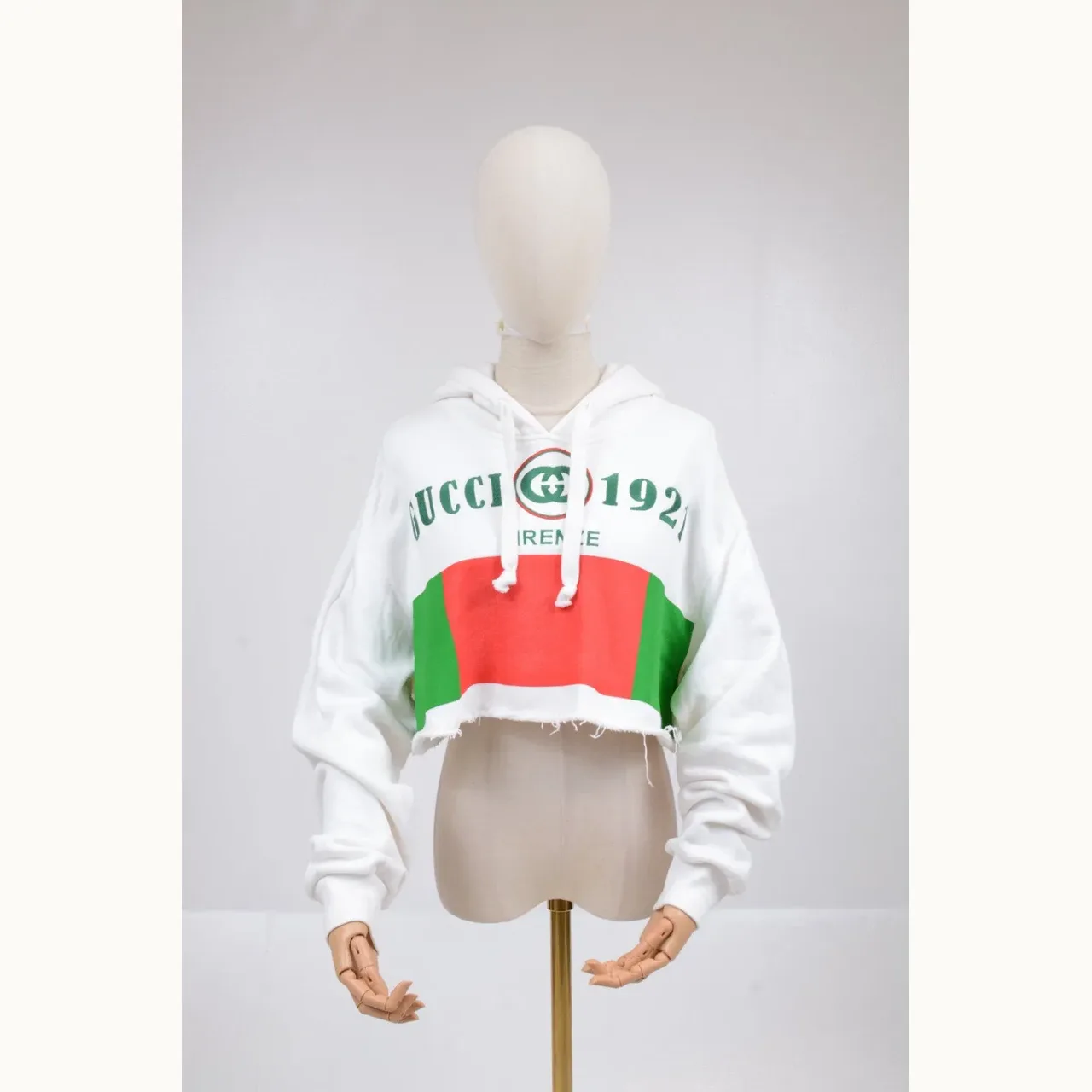 Gucci Sudaderas Web Crop Blanca, Talla XS