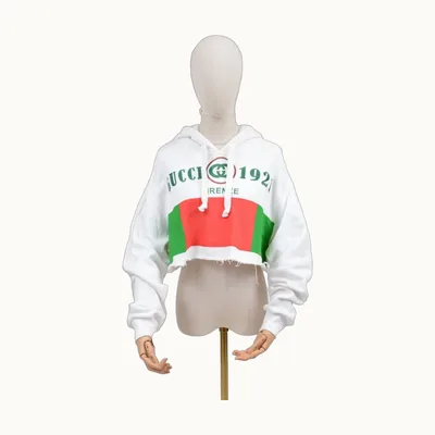 Gucci Sudaderas Web Crop White, Size XS