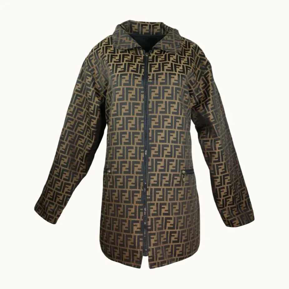 Chaqueta Fendi Zucca Reversible, Talla L, KV-6826