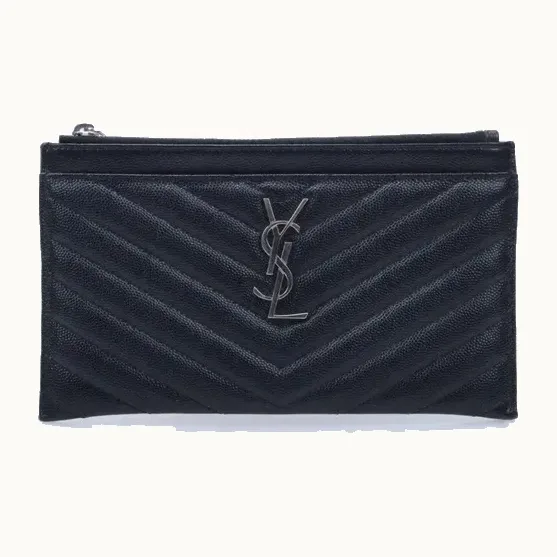 Pouch Saint Laurent Piel Monogram Negro