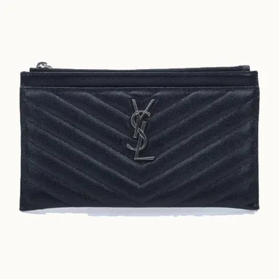 Pouch Saint Laurent Piel Monogram Negro