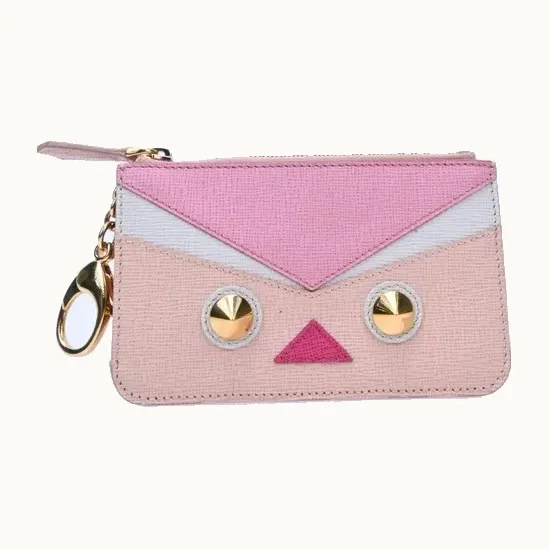 Pouch Fendi Piel Faces Motif Rosa