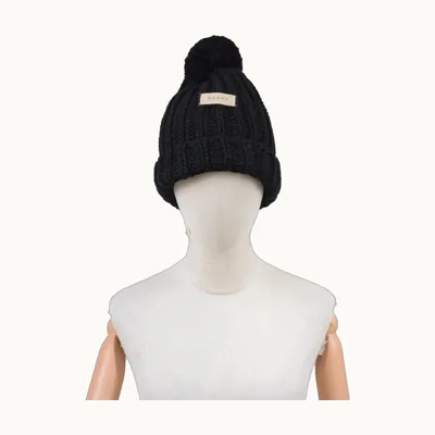 Gorro Gucci Pompom Negro, Talla M