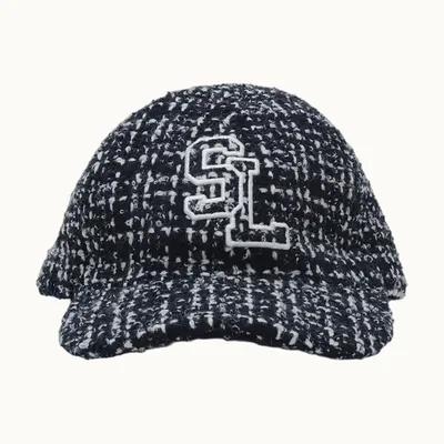 Saint Laurent Tweed Sl Hat Black, Size S