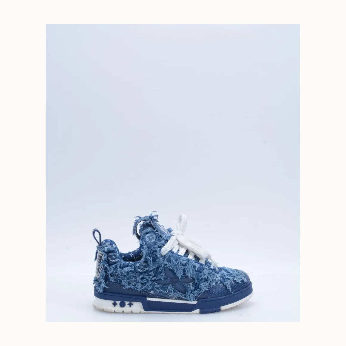Tenis Louis Vuitton LV Skate Frayed Monogram Denim Azul Talla 41.5