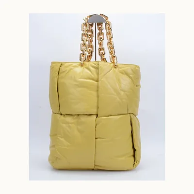Tote Bottega Veneta Puffy Chain Maxi Intrecciato Amarillo grande