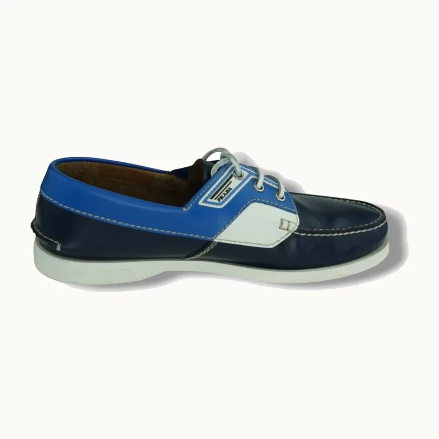 Prada Boat Blue Leather Shoes