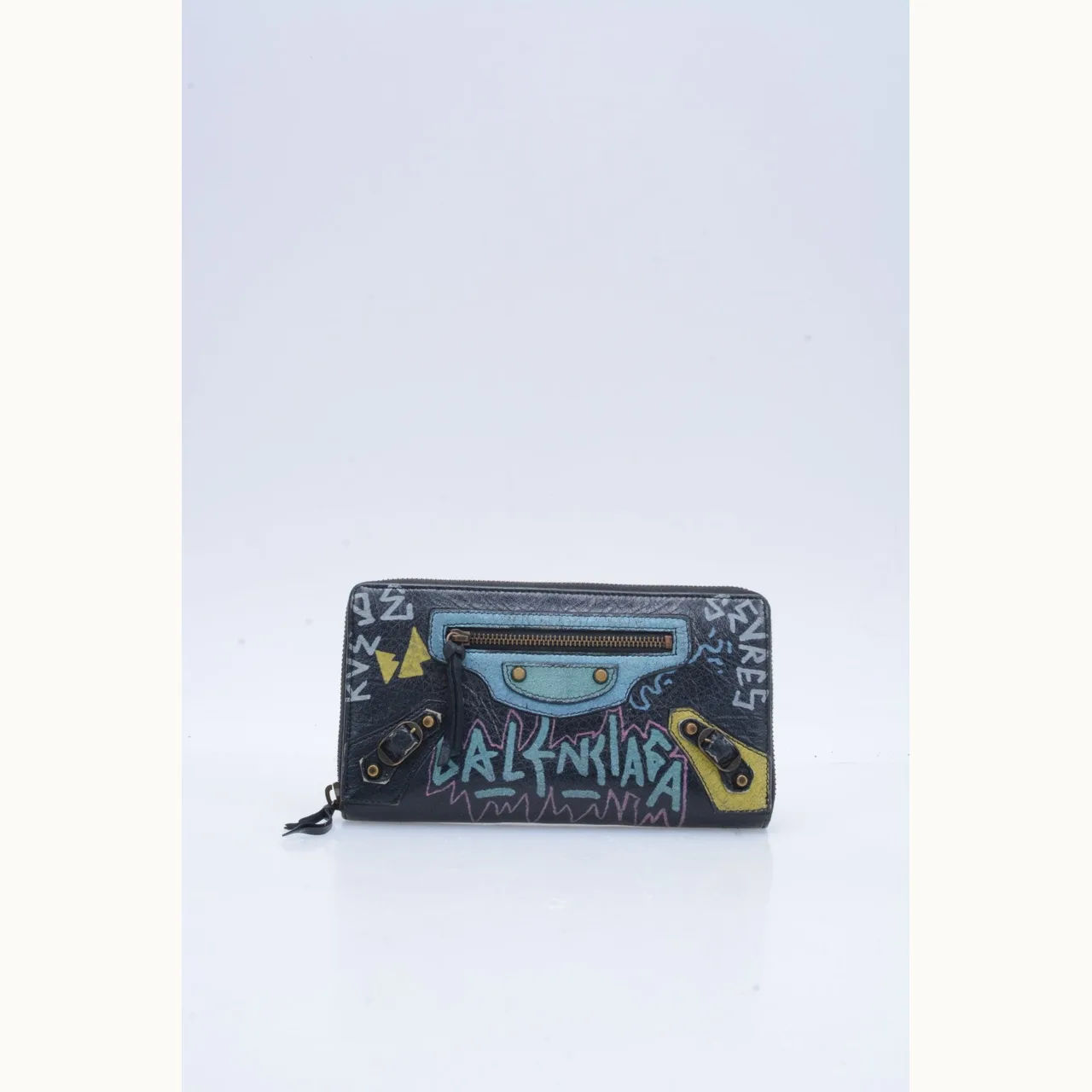 Cartera Balenciaga Classic Money Graffiti Negro