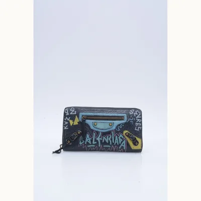 Cartera Balenciaga Classic Money Graffiti Negro