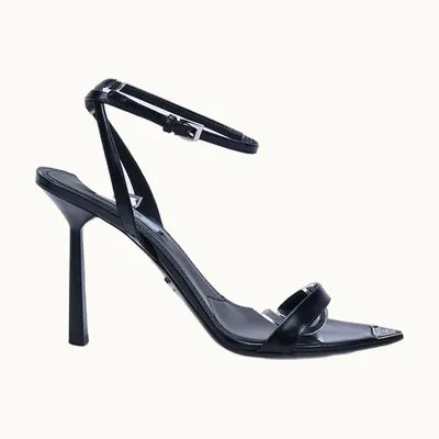 Sandalias de tacón Prada Brushed Negro Talla 39.5 / 6.5 mx