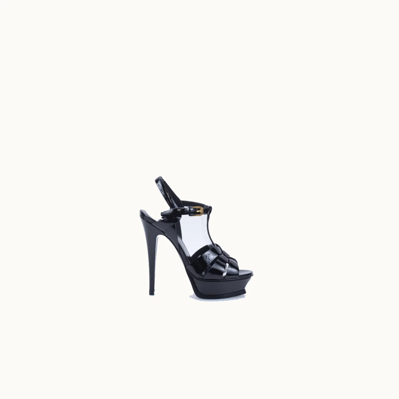 Sandalias de tacón Saint Laurent Tribute 135 Patent Negro Talla 36 / 3 mx