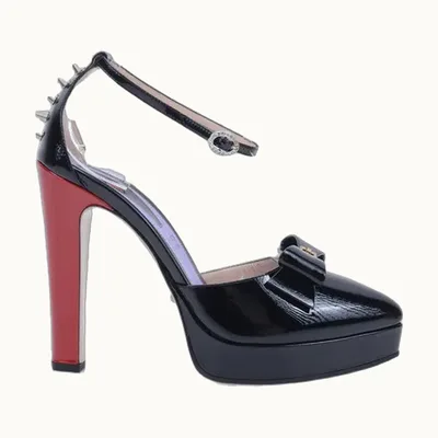 Zapatillas Gucci Sadie Spike 125 Patent Negro Talla 39 / 6 mx