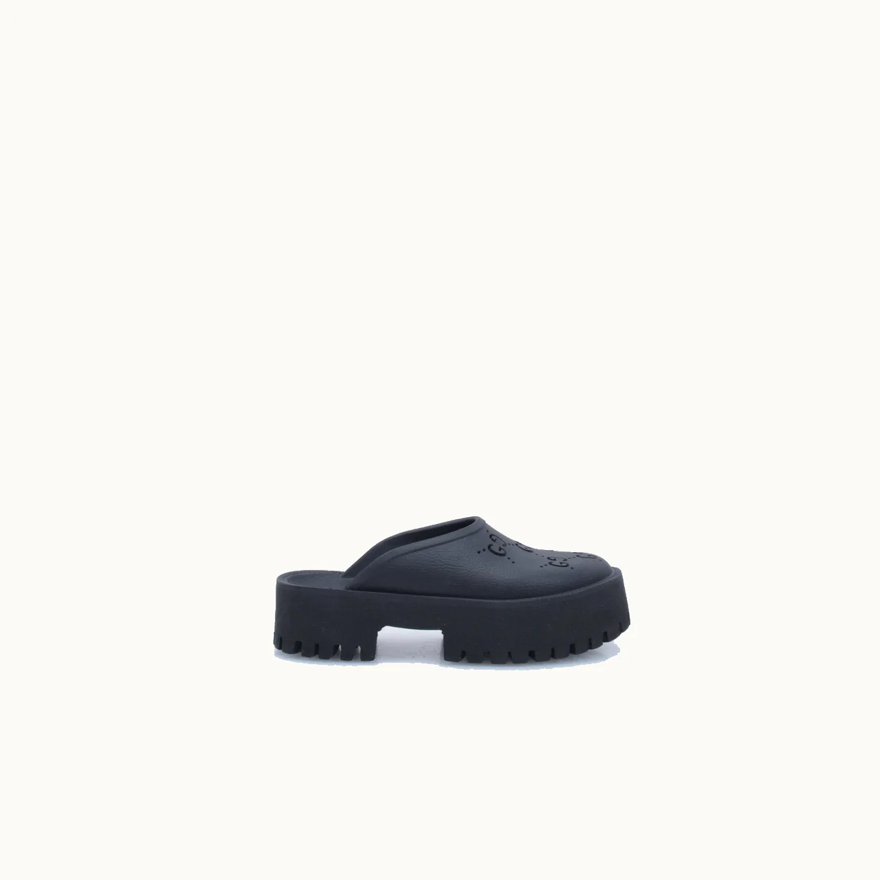 Sandalias flat Gucci Perforated Platform Slides Negro Talla 39 / 6 mx