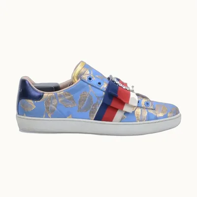 Tenis Gucci Ace Brocade Azul Talla 39 / 6 mx