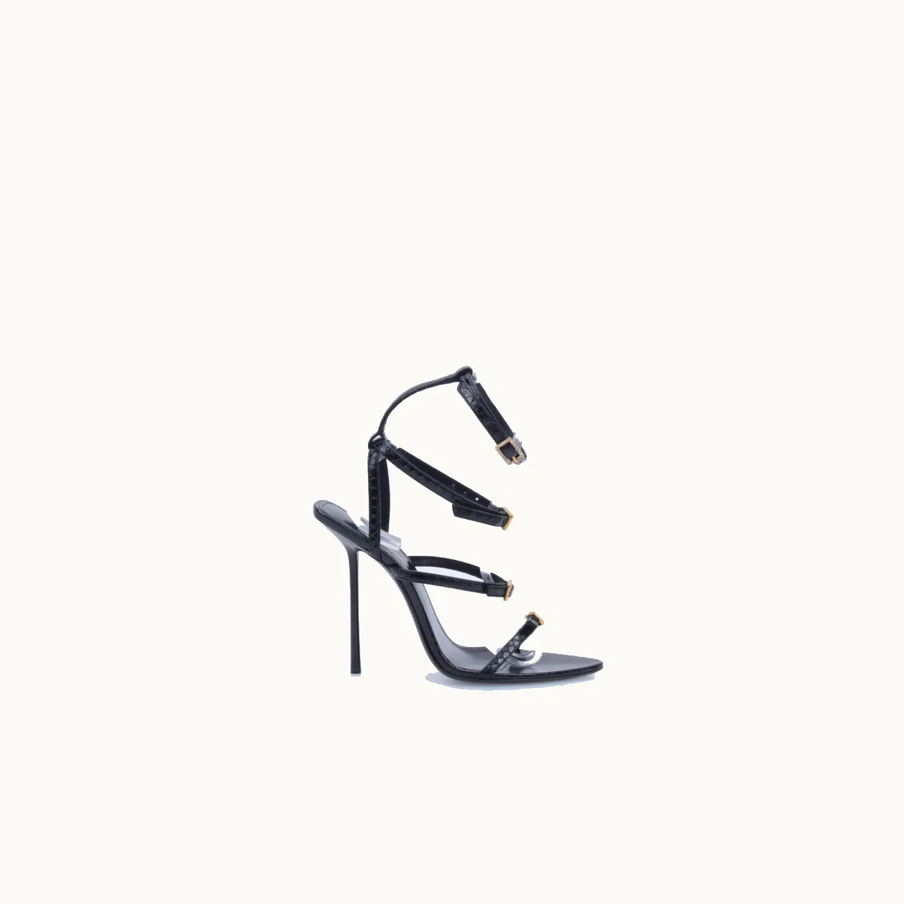 Sandalias de tacón Saint Laurent Giqua 115 Snake Embossed Negro Talla 40 / 7 mx