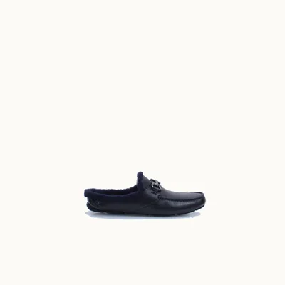 Salvatore Ferragamo Mocasines Ferragamo Duca Shearling Negro Talla 8.5 FRG