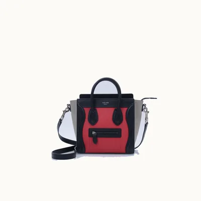 Céline Crossbody Celine Luggage Nano Tricolor Rojo mini