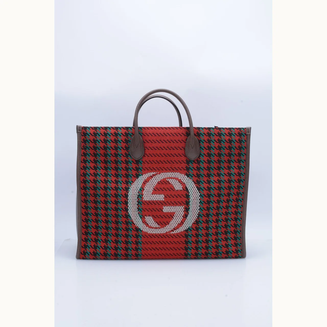 Tote Gucci Interlocking G Large Houndstooth Rojo