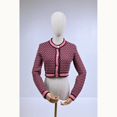 Suéter Chanel 23A Cardigan Rosa Talla XXS