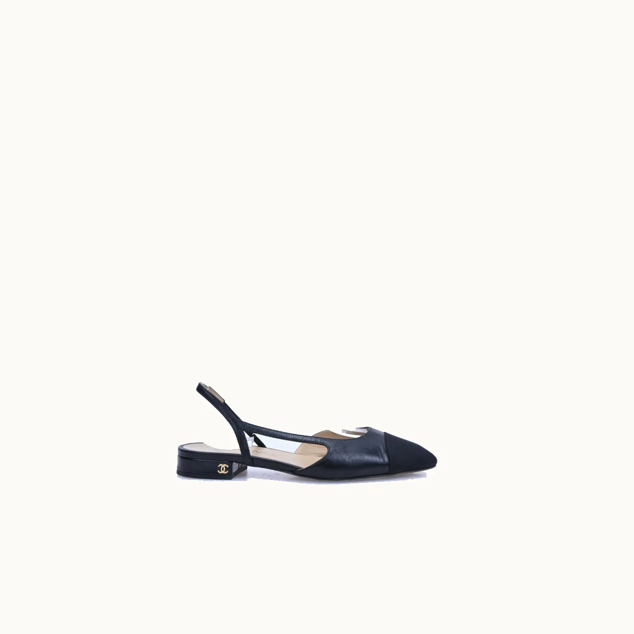 Flats Chanel Slingback Negro Talla 37 / 4 mx