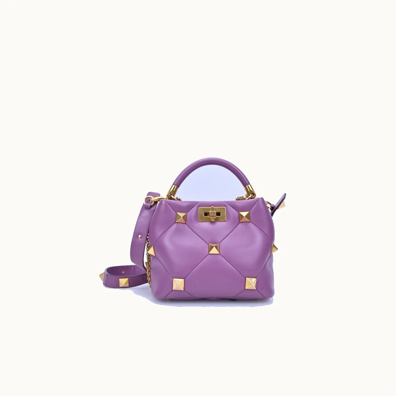 De mano Valentino Roman Stud Small Top Handle Morado