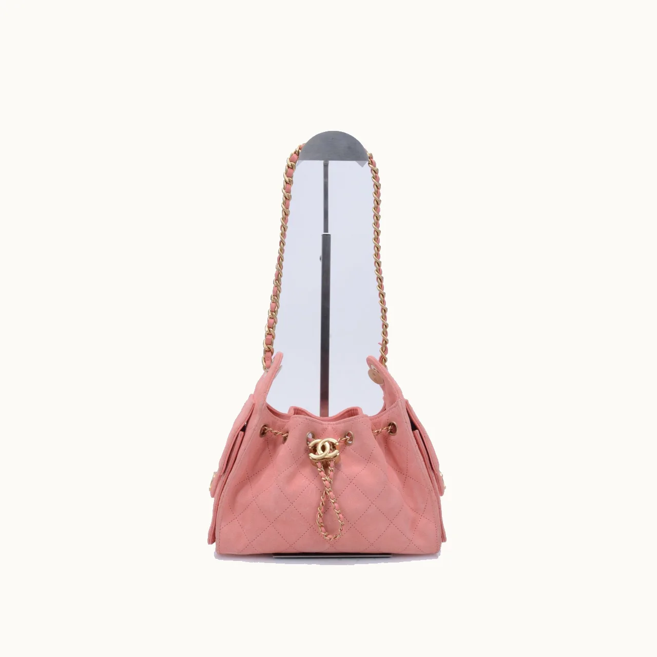De hombro Chanel 25 Mini Suede Rosa
