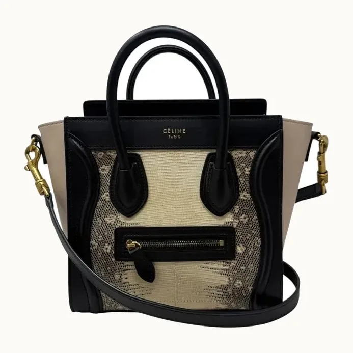 Bolso Céline Luggage Nano Negro y blanco