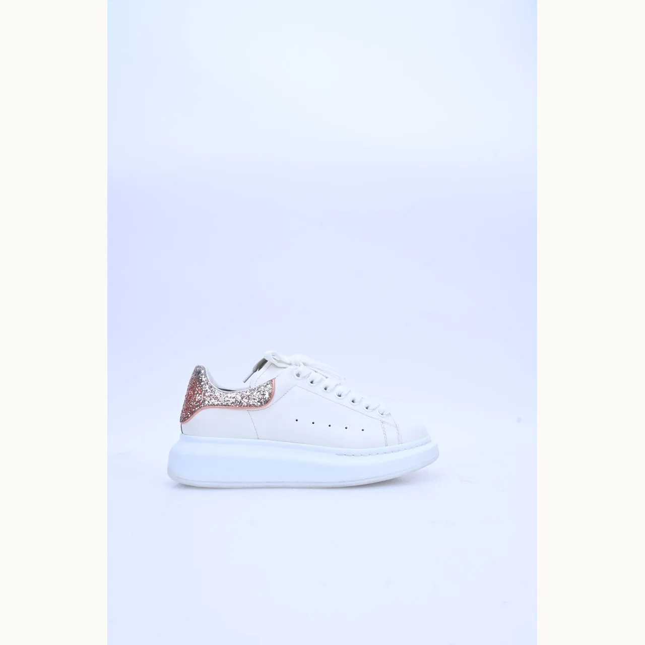 Tenis Alexander McQueen Oversized Glitter Blanco Talla 37 / 4 mx